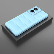 For Motorola Moto G85 5G Global Magic Shield TPU + Flannel Phone Case(Light Blue)