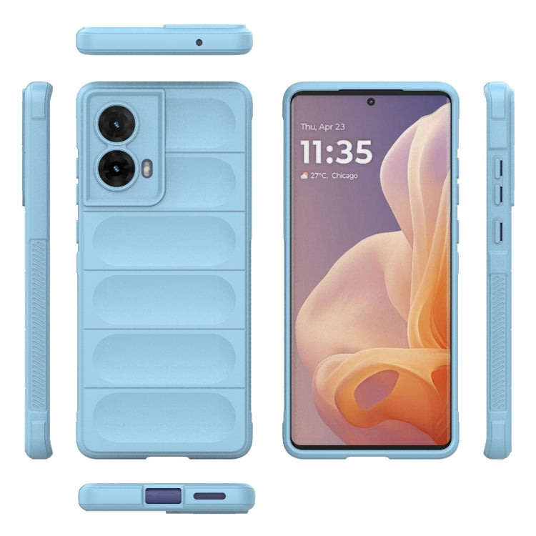 For Motorola Moto G85 5G Global Magic Shield TPU + Flannel Phone Case(Light Blue)