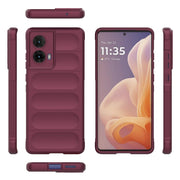 For Motorola Moto G85 5G Global Magic Shield TPU + Flannel Phone Case(Wine Red)