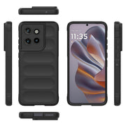 For Motorola Edge 50 Neo Magic Shield TPU + Flannel Phone Case(Black)