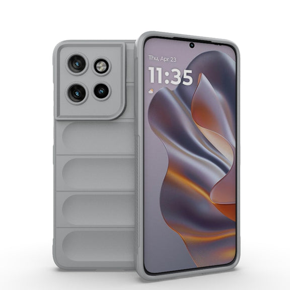 For Motorola Edge 50 Neo Magic Shield TPU + Flannel Phone Case(Grey)