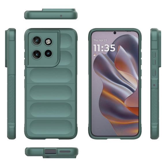 For Motorola Edge 50 Neo Magic Shield TPU + Flannel Phone Case(Dark Green)