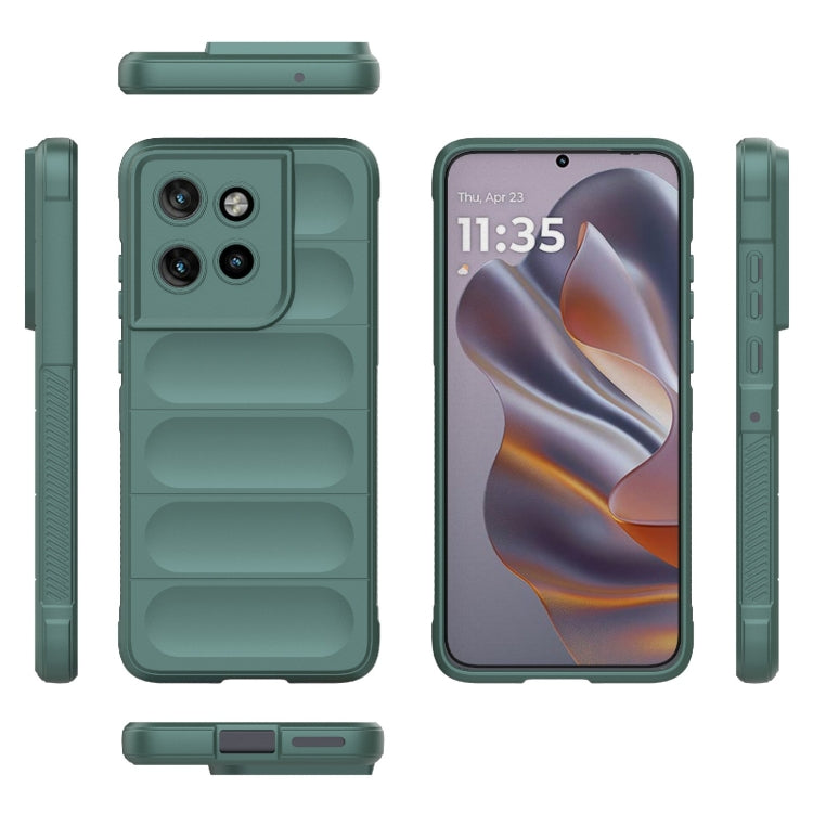 For Motorola Edge 50 Neo Magic Shield TPU + Flannel Phone Case(Dark Green)