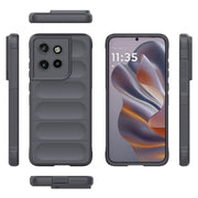 For Motorola Edge 50 Neo Magic Shield TPU + Flannel Phone Case(Dark Grey)
