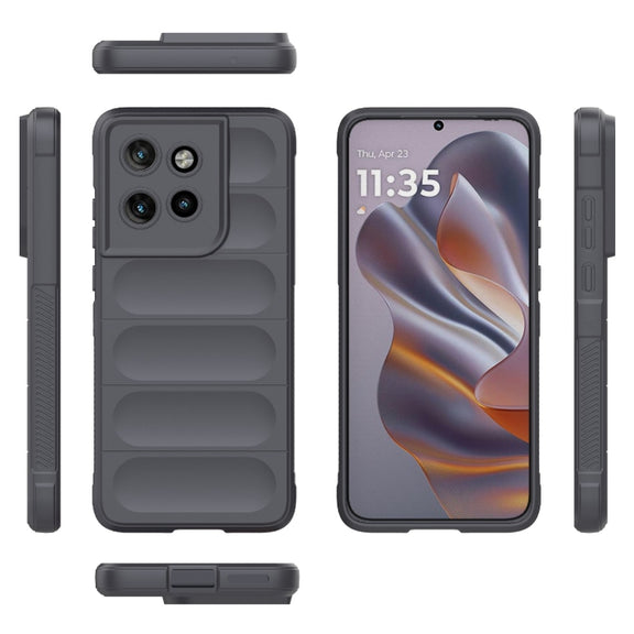 For Motorola Edge 50 Neo Magic Shield TPU + Flannel Phone Case(Dark Grey)