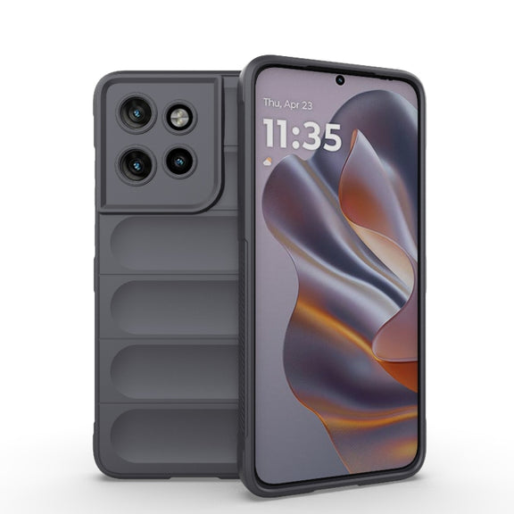For Motorola Edge 50 Neo Magic Shield TPU + Flannel Phone Case(Dark Grey)