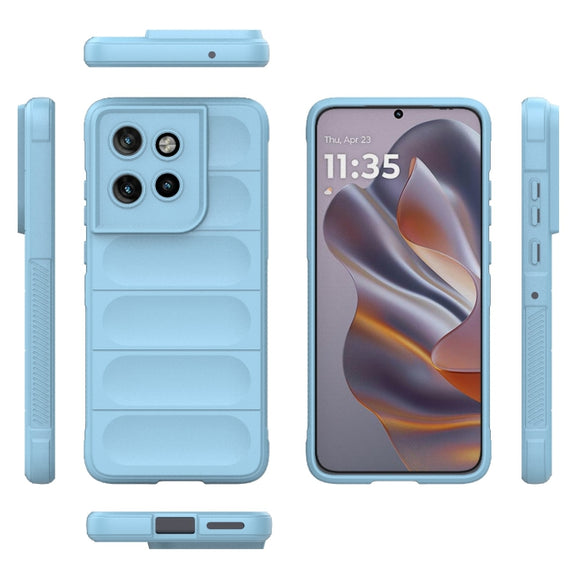 For Motorola Edge 50 Neo Magic Shield TPU + Flannel Phone Case(Light Blue)