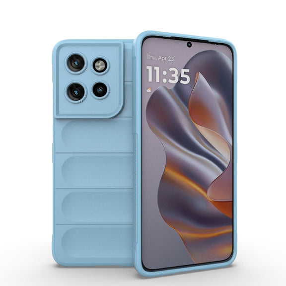 For Motorola Edge 50 Neo Magic Shield TPU + Flannel Phone Case(Light Blue)
