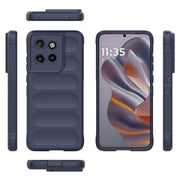 For Motorola Edge 50 Neo Magic Shield TPU + Flannel Phone Case(Dark Blue)