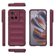 For Motorola Edge 50 Neo Magic Shield TPU + Flannel Phone Case(Wine Red)
