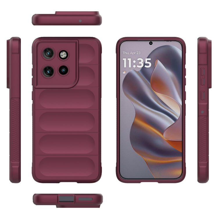 For Motorola Edge 50 Neo Magic Shield TPU + Flannel Phone Case(Wine Red)