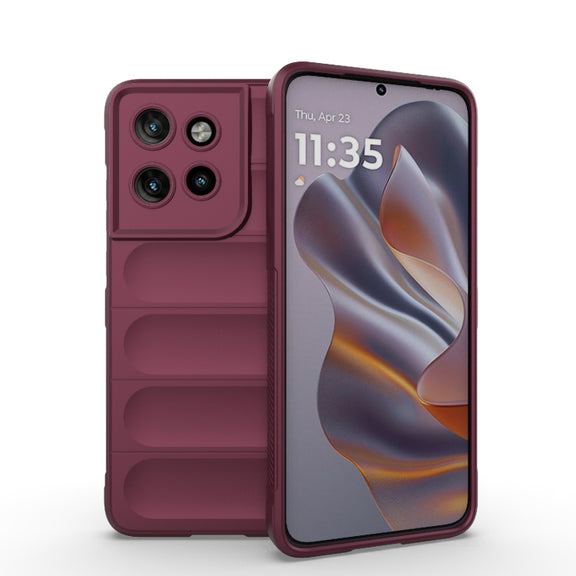 For Motorola Edge 50 Neo Magic Shield TPU + Flannel Phone Case(Wine Red)