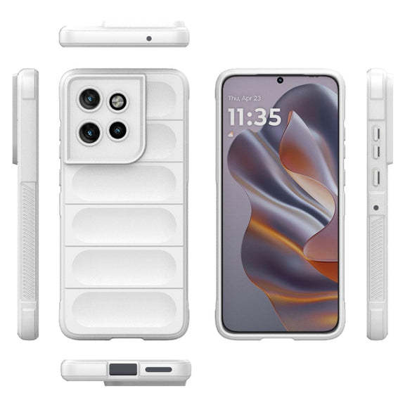 For Motorola Edge 50 Neo Magic Shield TPU + Flannel Phone Case(White)