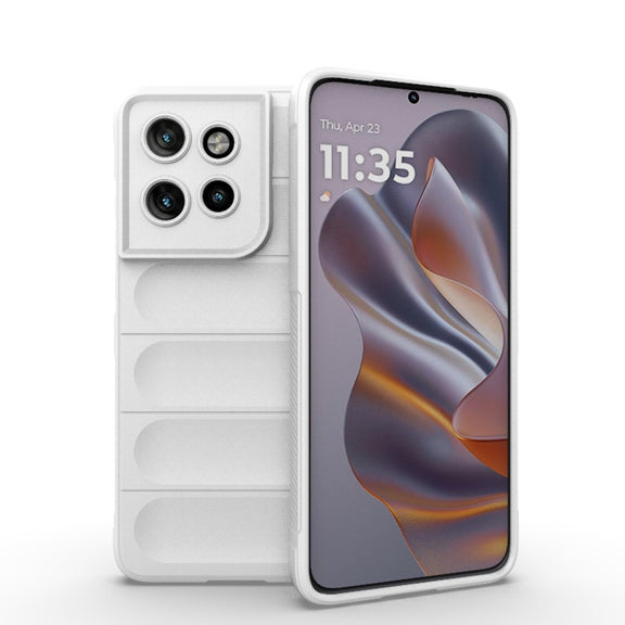 For Motorola Edge 50 Neo Magic Shield TPU + Flannel Phone Case(White)