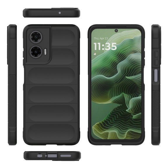 For Motorola Moto G35 5G Global Magic Shield TPU + Flannel Phone Case(Black)
