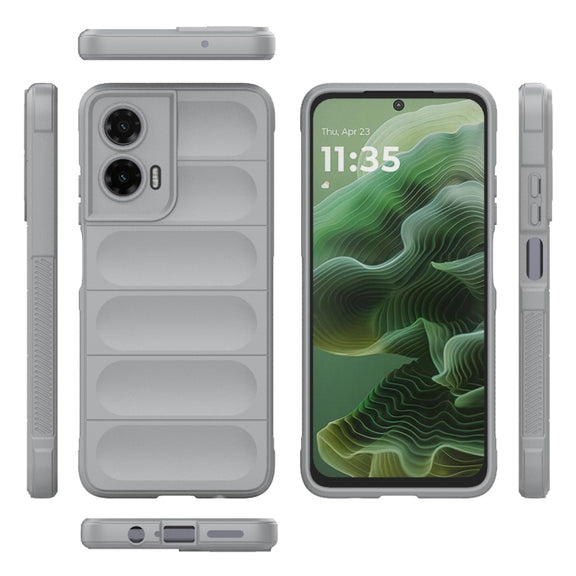 For Motorola Moto G35 5G Global Magic Shield TPU + Flannel Phone Case(Grey)