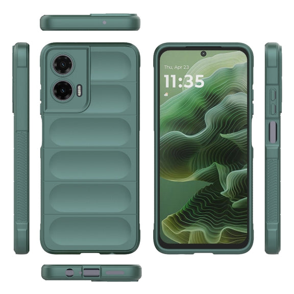 For Motorola Moto G35 5G Global Magic Shield TPU + Flannel Phone Case(Dark Green)