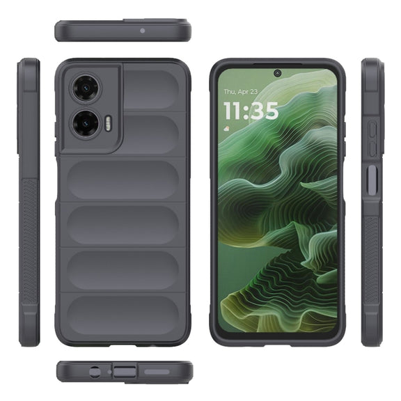 For Motorola Moto G35 5G Global Magic Shield TPU + Flannel Phone Case(Dark Grey)
