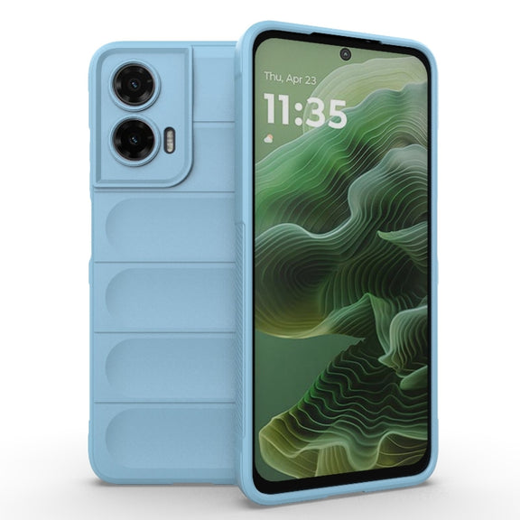 For Motorola Moto G35 5G Global Magic Shield TPU + Flannel Phone Case(Light Blue)