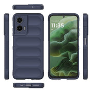 For Motorola Moto G35 5G Global Magic Shield TPU + Flannel Phone Case(Dark Blue)