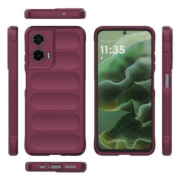 For Motorola Moto G35 5G Global Magic Shield TPU + Flannel Phone Case(Wine Red)