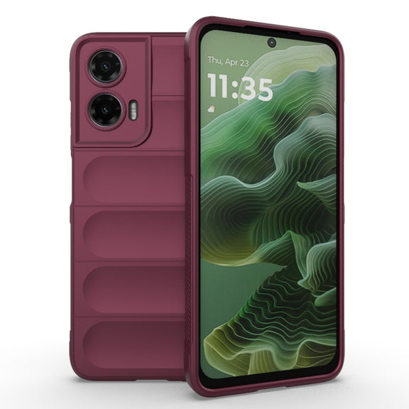 For Motorola Moto G35 5G Global Magic Shield TPU + Flannel Phone Case(Wine Red)