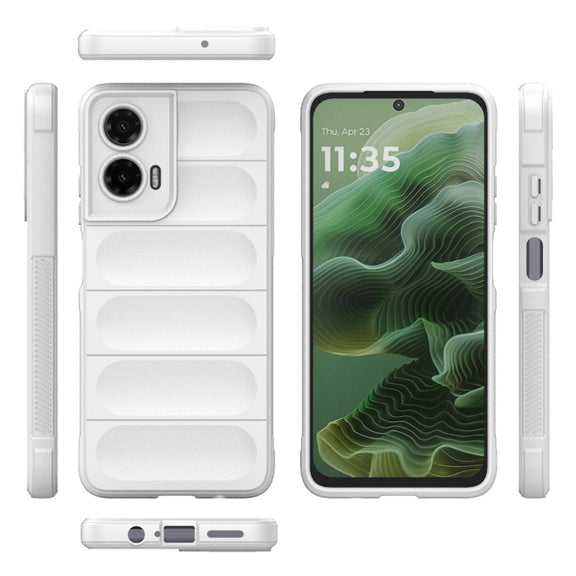 For Motorola Moto G35 5G Global Magic Shield TPU + Flannel Phone Case(White)