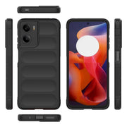 For Motorola Moto G05 4G / E15 Magic Shield TPU + Flannel Phone Case(Black)