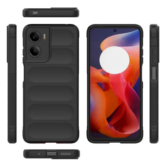 For Motorola Moto G05 4G / E15 Magic Shield TPU + Flannel Phone Case(Black)