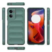For Motorola Moto G05 4G / E15 Magic Shield TPU + Flannel Phone Case(Dark Green)