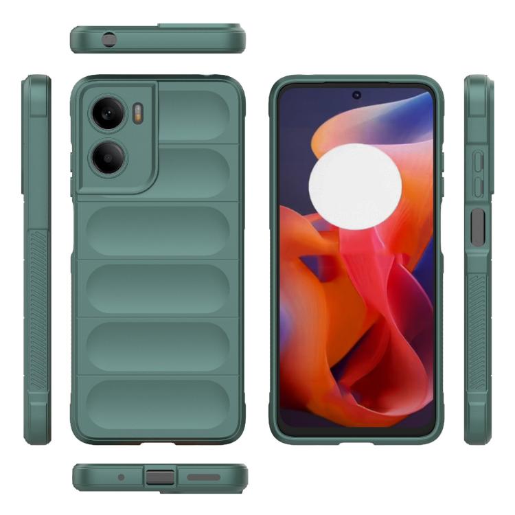 For Motorola Moto G05 4G / E15 Magic Shield TPU + Flannel Phone Case(Dark Green)