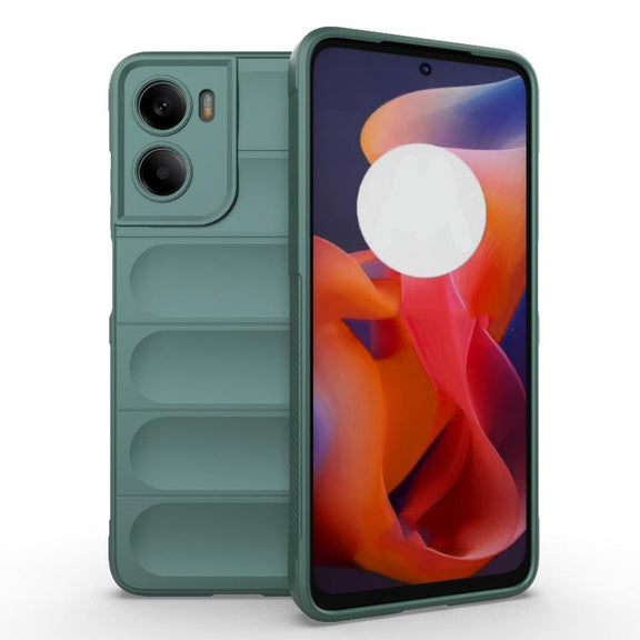 For Motorola Moto G05 4G / E15 Magic Shield TPU + Flannel Phone Case(Dark Green)