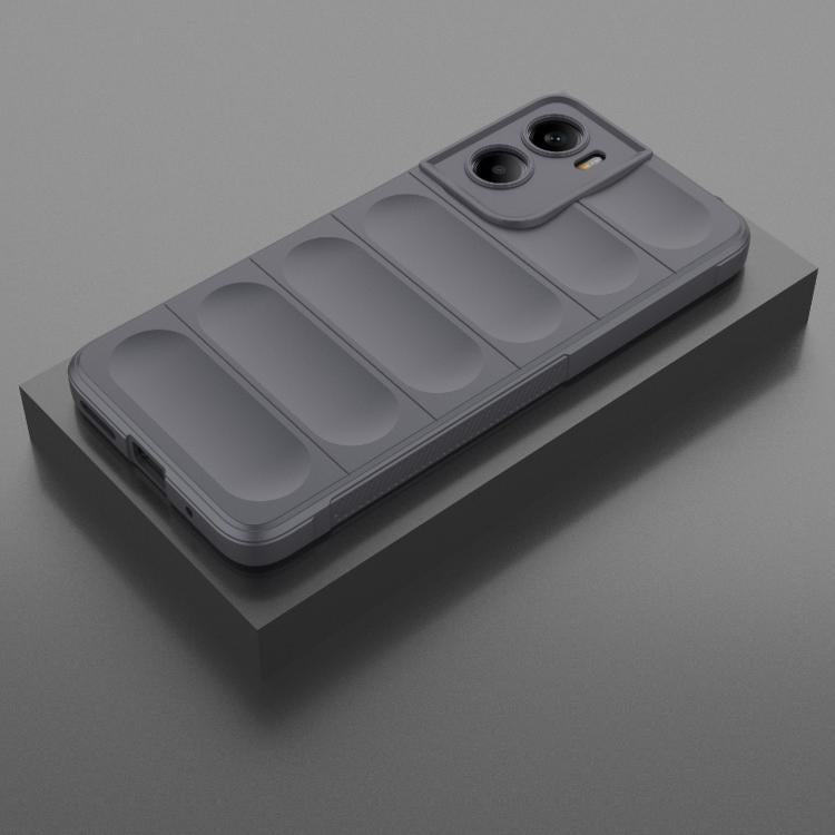 For Motorola Moto G05 4G / E15 Magic Shield TPU + Flannel Phone Case(Dark Grey)