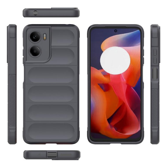 For Motorola Moto G05 4G / E15 Magic Shield TPU + Flannel Phone Case(Dark Grey)