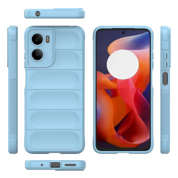 For Motorola Moto G05 4G / E15 Magic Shield TPU + Flannel Phone Case(Light Blue)