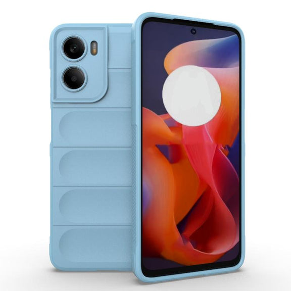 For Motorola Moto G05 4G / E15 Magic Shield TPU + Flannel Phone Case(Light Blue)