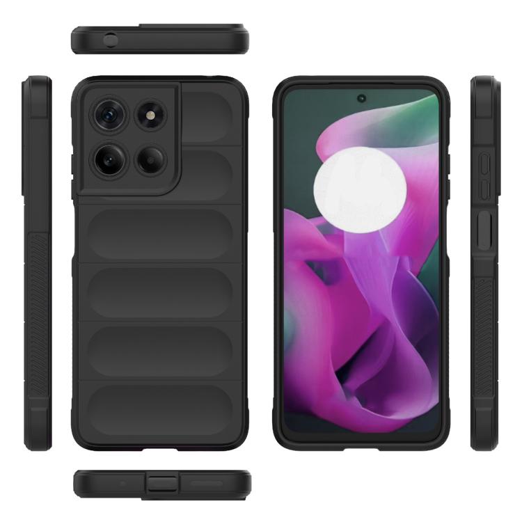 For Motorola Moto G15 4G Global Magic Shield TPU + Flannel Phone Case(Black)