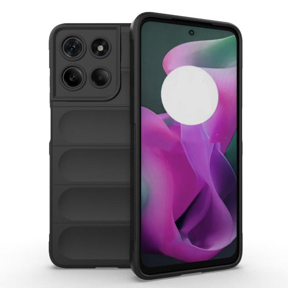 For Motorola Moto G15 4G Global Magic Shield TPU + Flannel Phone Case(Black)