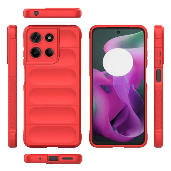 For Motorola Moto G15 4G Global Magic Shield TPU + Flannel Phone Case(Red)