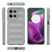 For Motorola Moto G15 4G Global Magic Shield TPU + Flannel Phone Case(Grey)