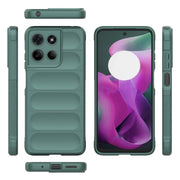 For Motorola Moto G15 4G Global Magic Shield TPU + Flannel Phone Case(Dark Green)