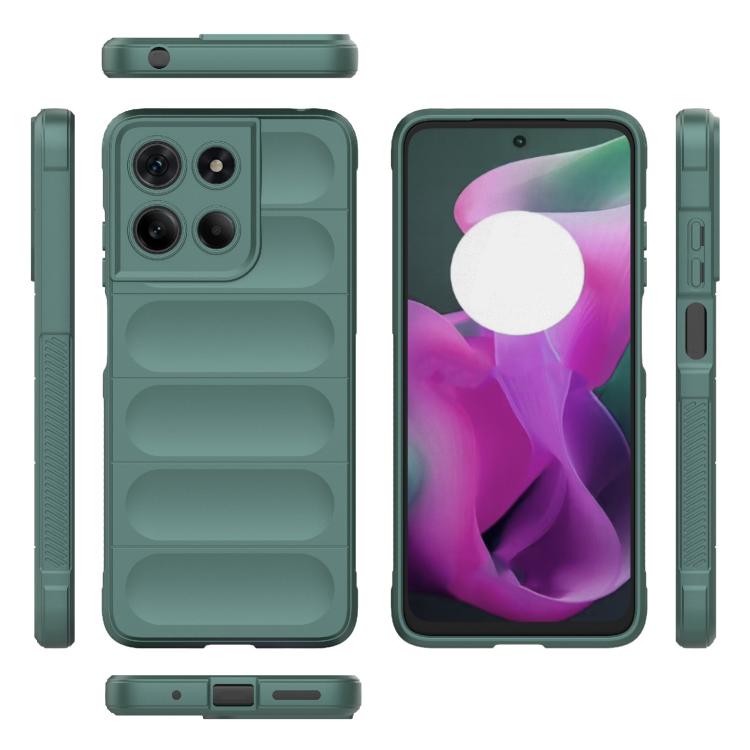 For Motorola Moto G15 4G Global Magic Shield TPU + Flannel Phone Case(Dark Green)