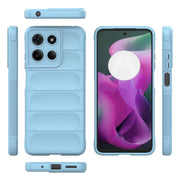 For Motorola Moto G15 4G Global Magic Shield TPU + Flannel Phone Case(Light Blue)