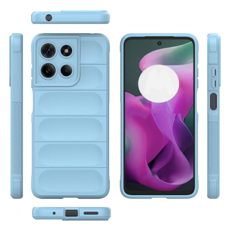 For Motorola Moto G15 4G Global Magic Shield TPU + Flannel Phone Case(Light Blue)
