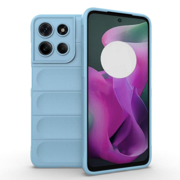 For Motorola Moto G15 4G Global Magic Shield TPU + Flannel Phone Case(Light Blue)