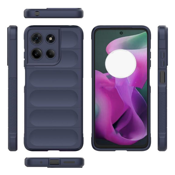 For Motorola Moto G15 4G Global Magic Shield TPU + Flannel Phone Case(Dark Blue)