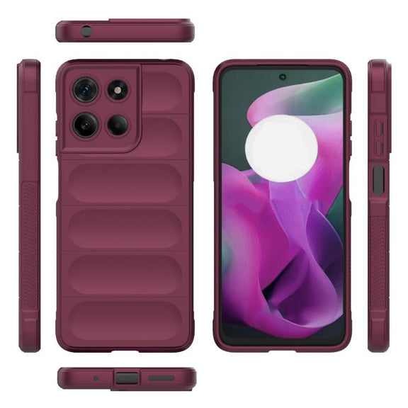 For Motorola Moto G15 4G Global Magic Shield TPU + Flannel Phone Case(Wine Red)