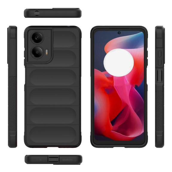 For Motorola Moto G24 4G Global Magic Shield TPU + Flannel Phone Case(Black)