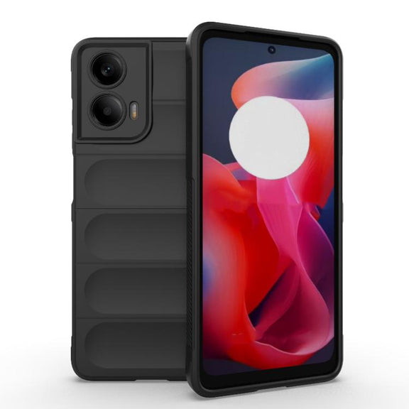 For Motorola Moto G24 4G Global Magic Shield TPU + Flannel Phone Case(Black)