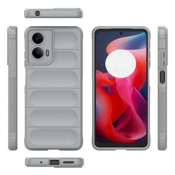 For Motorola Moto G24 4G Global Magic Shield TPU + Flannel Phone Case(Grey)